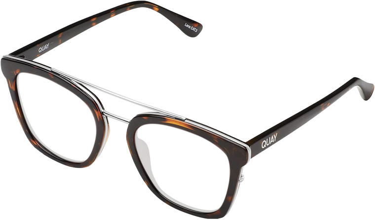 Profile View of QUAY Australia Sweet Dreams Designer Blue Light Blocking Eyeglasses in Brown Tortoise Unisex Panthos Full Rim Acetate 54 mm