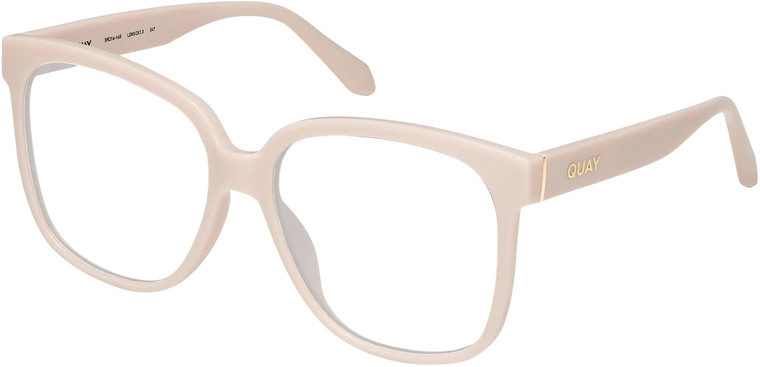 Profile View of QUAY Australia Wide Awake Designer Progressive Lens Prescription Rx Eyeglasses in Shiny Gold Ladies Panthos Full Rim Acetate 59 mm