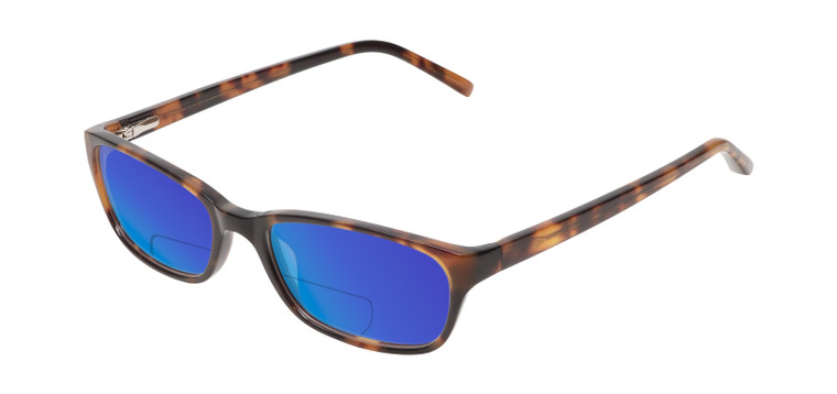 Profile View of Jones New York J730 Designer Polarized Reading Sunglasses with Custom Cut Powered Blue Mirror Lenses in Black Crystal Layer Ladies Cat Eye Full Rim Acetate 53 mm