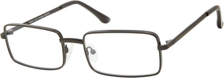Profile View of Prive Revaux Matrix Designer Progressive Lens Blue Light Blocking Eyeglasses in Caviar Black Unisex Rectangular Full Rim Metal 55 mm