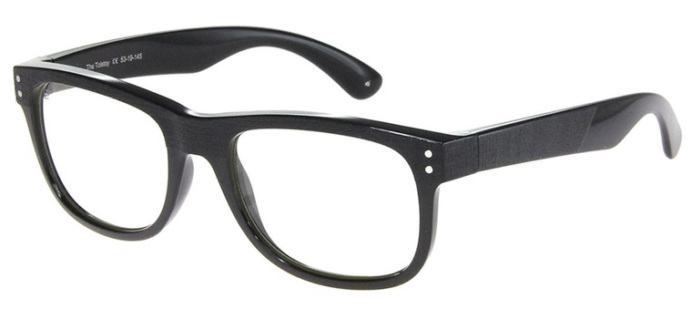 Profile View of Prive Revaux Tolstoy Designer Single Vision Prescription Rx Eyeglasses in Caviar Black Unisex Panthos Full Rim Acetate 53 mm