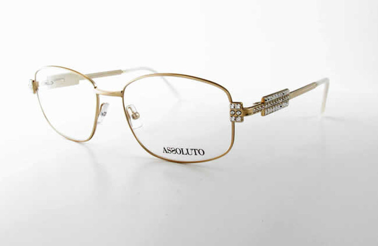 Assoluto EU57 Designer Eyeglasses in Gold White :: Custom Left & Right Lens
