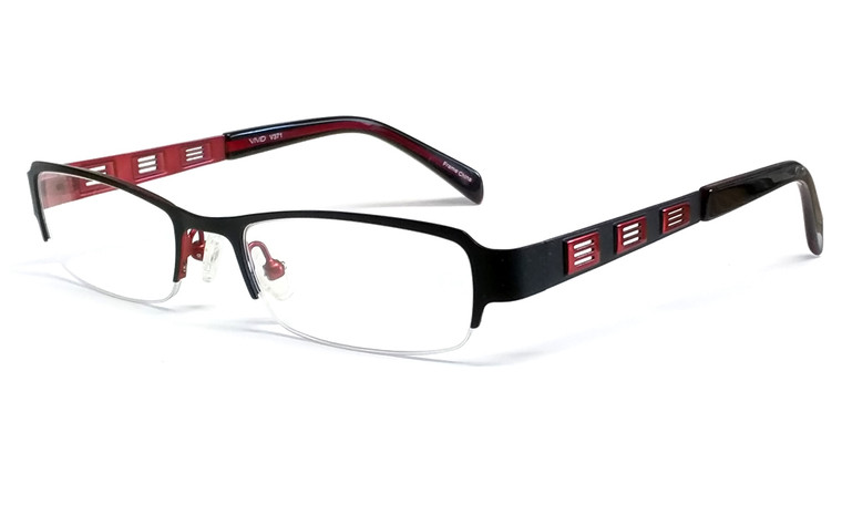 Calabria Viv 371 Designer Eyeglasses in Black-Red :: Rx Single Vision