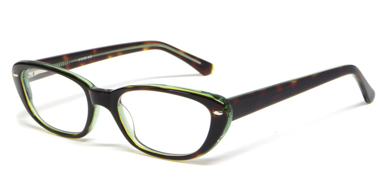 Calabria Viv Designer Eyeglasses 810 in Tortoise & Green :: Rx Single Vision