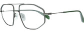 Profile View of Rag&Bone 5036 Designer Reading Eye Glasses in Satin Ruthenium Silver Green Crystal Mens Pilot Full Rim Metal 57 mm