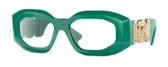 Profile View of Versace VE4425U Designer Reading Eye Glasses in Emerald Green Gold Unisex Oval Full Rim Acetate 54 mm