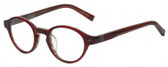 Profile View of John Varvatos V356 Unisex Round Designer Reading Glasses Crystal Red Marble 43mm