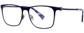 Profile View of John Varvatos V182 Unisex Reading Glasses Navy Blue Gunmetal Skull Accents 55 mm