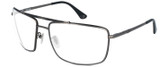 Profile View of Police SPL965 Designer Reading Eye Glasses in Dark Gunmetal Matte Black Unisex Pilot Full Rim Metal 63 mm