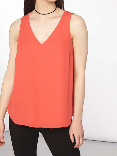 TINA V-Neck Tunic Top - Coral