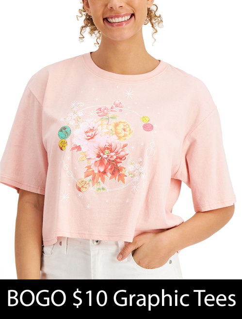 CLAIR Pink Floral Graphic Tee