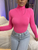 BEY Ribbed Pink Turtleneck Top