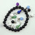 Close-up of gemstone charms showing polished textures.