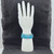 A stack of Blue Apatite bracelets displayed on a white mannequin hand against a dark textured background.