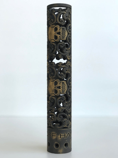 Skull 12" AR15 rifle hand guard in Battleworn Gold 