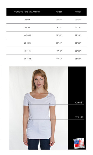 Women's Royal Apparel Size Chart