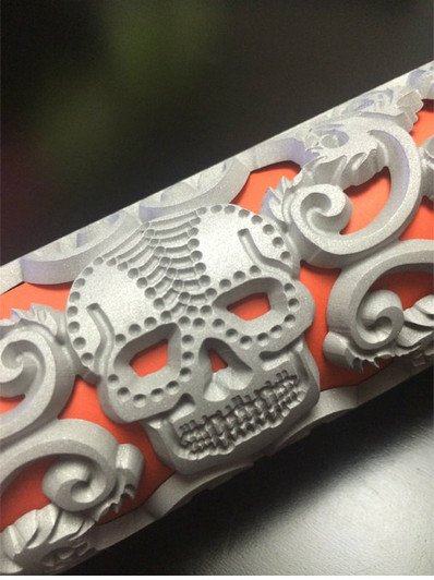 Sugar Skull AR15 rail close up Detail