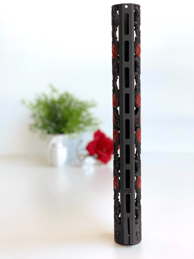 Slim Series Rose Vine Design Rail with Black and Red 2 Color Cerakote Finish Option bottom mLok view