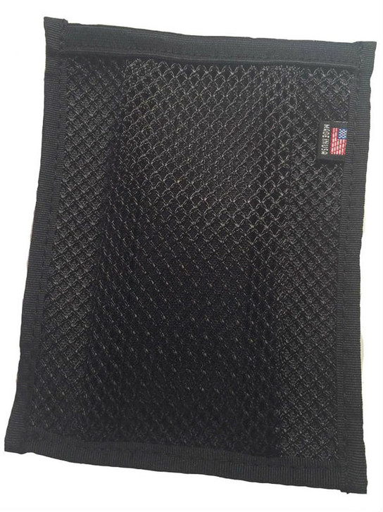 Spent brass accessory mesh pouch for NORB with velcro back, black