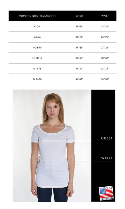 Royal Apparel Size Chart Womans
