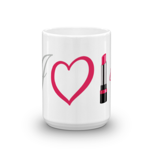 I love lipstick and lead 15oz mug center view