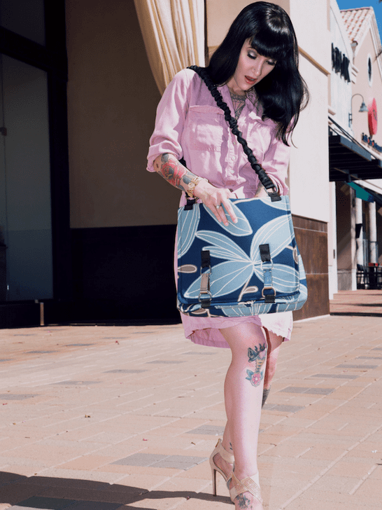 NORB Indigo Island Fabric street style image at Dana Park shopping mall.