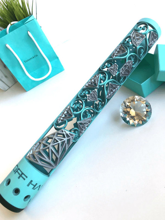 Diamond AR15 hand guard in Tiffany Blue and Crushed Silver Cerakote