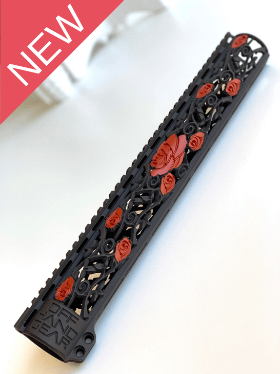 NEW Slim Series Rose Vine Design Rail with Black and Red 2 Color Cerakote Finish Option