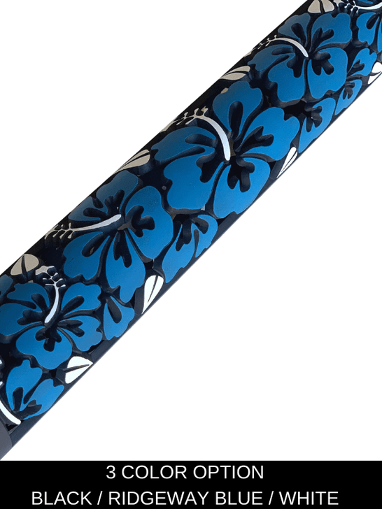 Hibiscus 15" version in black, ridgeway blue, and storm trooper white cerakote close up