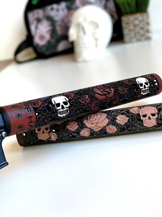 Harmony Rose Skull Handgaurd Battleworn Crimson Red 3  color