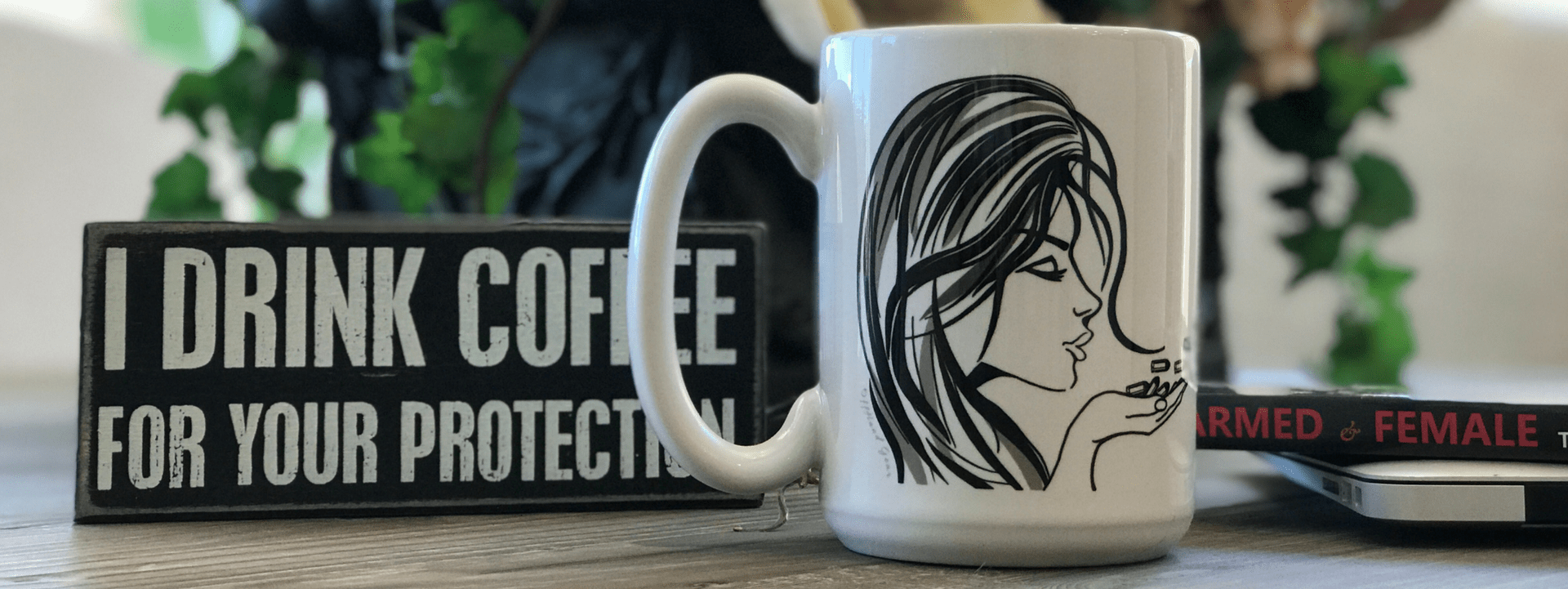 Blowing Bullets Coffee Mug with plaque