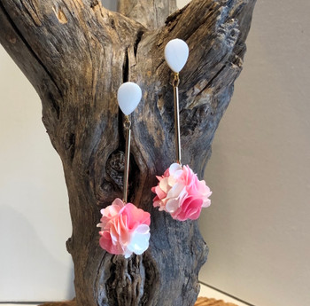 Flower Ball Drop (Pink) + Pearl Post