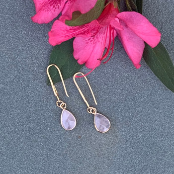 Gold Ear Post + Pink Oval Drop