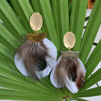 One Of A Kind Feathers- White, Brown and Green 