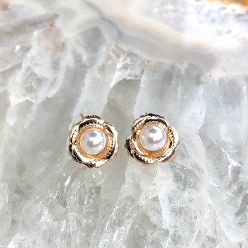 Gold Flower Studs 