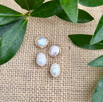 Gold Wrapped Pearl + Pearl Drop 