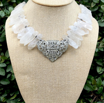 Antique Brooch with Clear Quartz Spikes