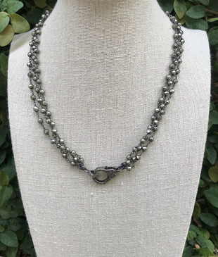 Pyrite Chain with Pave Clasp
