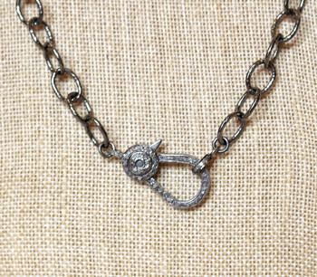  Sterling Necklace with a Pave Clasp