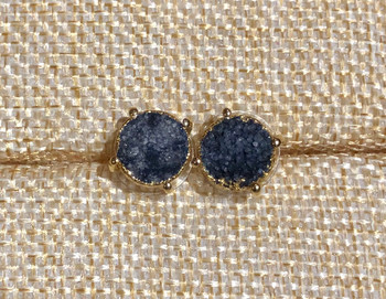 Black Druzy Stud