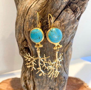 Turquoise +Gold Branch