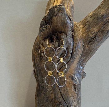 Triple Circle Silver Rings + Tiny Gold Rings