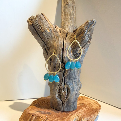 Gold Teardrop + Aqua Drops