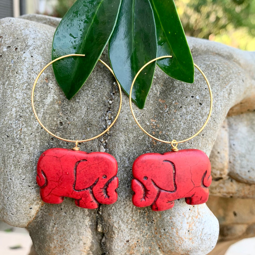 Gold Hoop + Large Elephant 