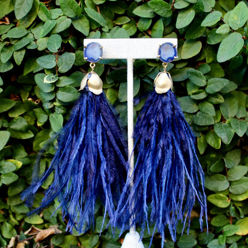 Blue Feather Earrings