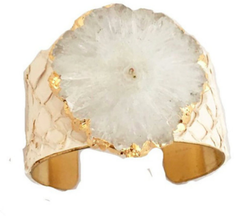 Cream Fish Skin with White Solar Quartz