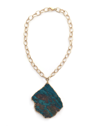 Large Chrysocolla on Gold Chain