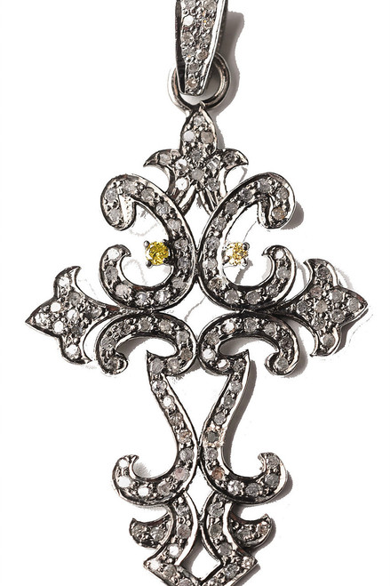 Ornate Cross with Yellow Diamonds