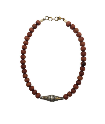 Wood Choker with Tibetan Bead