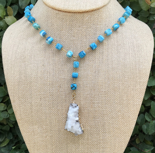 Turquoise Chain with Quartz Cluster